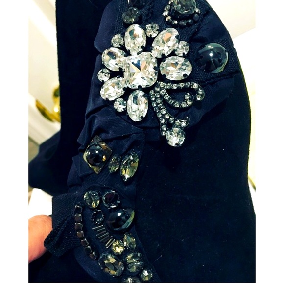 ❤️🔥ZigISoho Rhinestoned Black Suede Wedges 10❤️🔥 - Picture 3 of 8